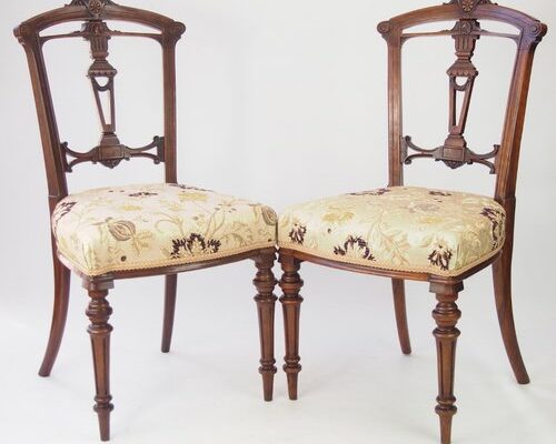 Pair of Victorian Walnut Balloon Chairs